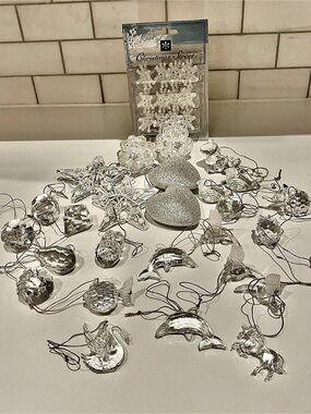 Assorted Clear & Gold Christmas Tree Ornaments